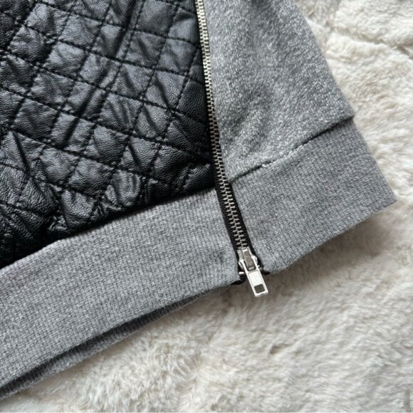 Disney X Star Wars | Gray and Black Faux Leather Quilted Sweater | Size Large 14 - Picture 9 of 13
